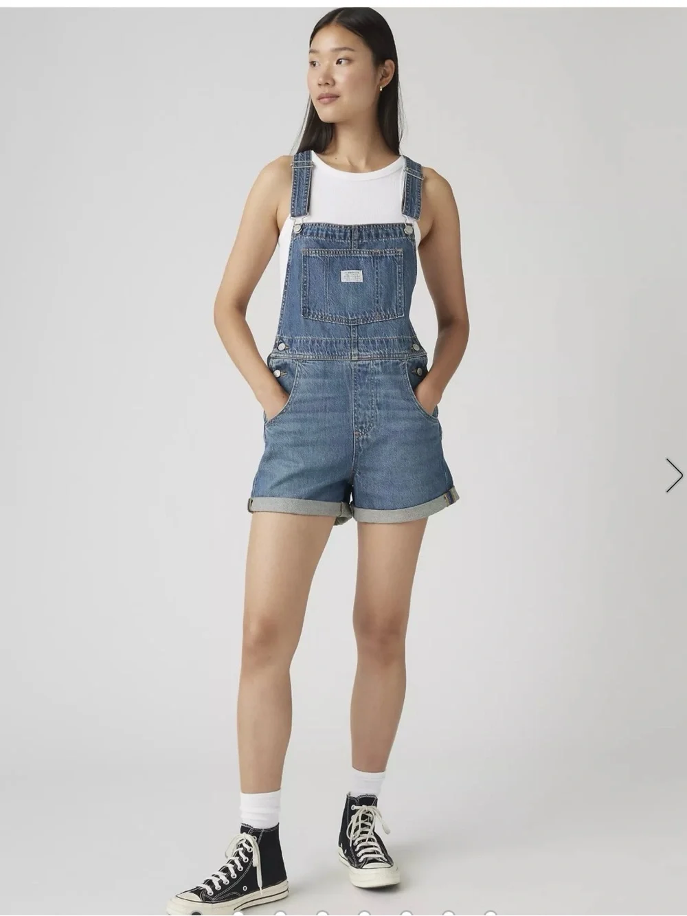Levi’s Denim Utility Shortalls Overalls medium wash Small